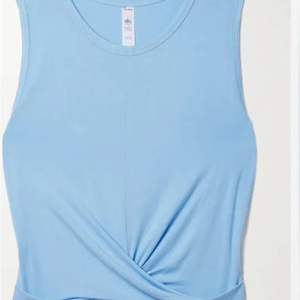 ALO Yoga Blue Cut Out Tie Front Tank Top
